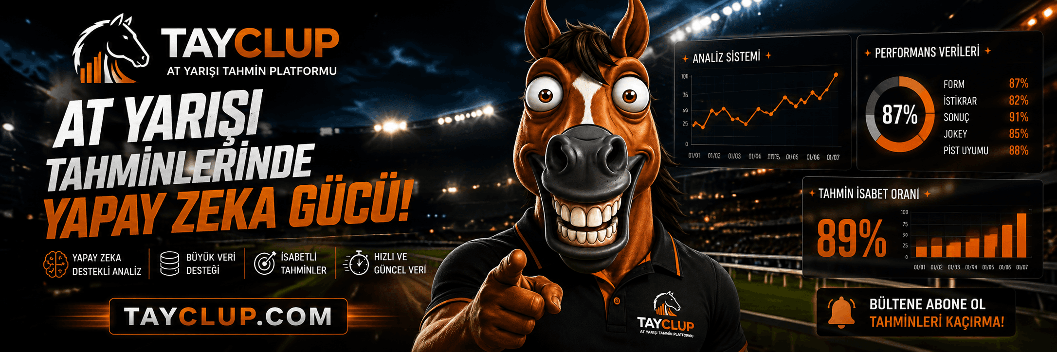 Tay Clup — At Yarışı Tahmin Platformu, yapay zeka destekli analiz